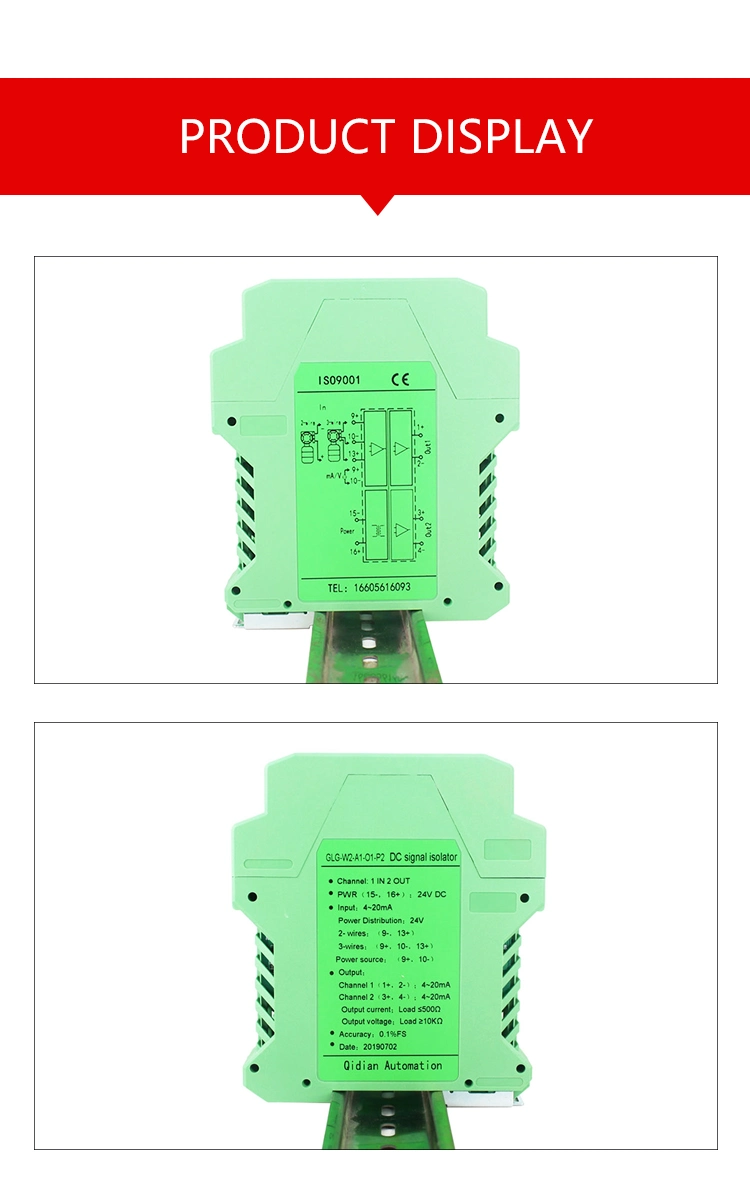 Fast Delivery 1 in 2 out/ 1 in 1 out 0-10V 4~20mA Signal Conditioner Isolator DC24V Power Signal Transducer for Sale