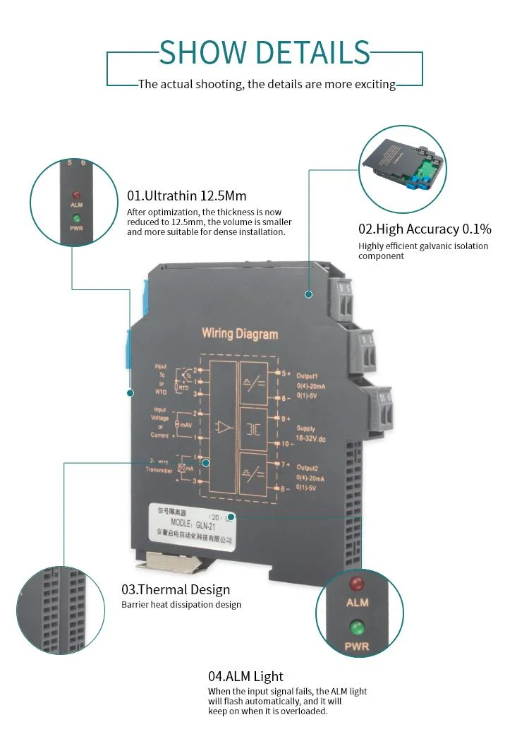 0-20mA 4-20mA Output PLC Industry Signal Distribution Analog Signal Isolator