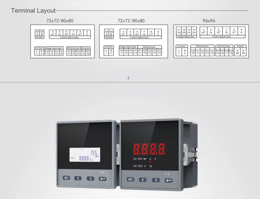 DC Power Generation Voltage LCD Alarm Energy Electric Panel Meter with RS485