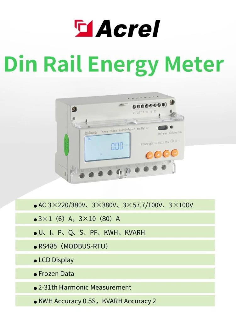 AC Three Phase LCD Display RS485 Interface Smart Energy Meter